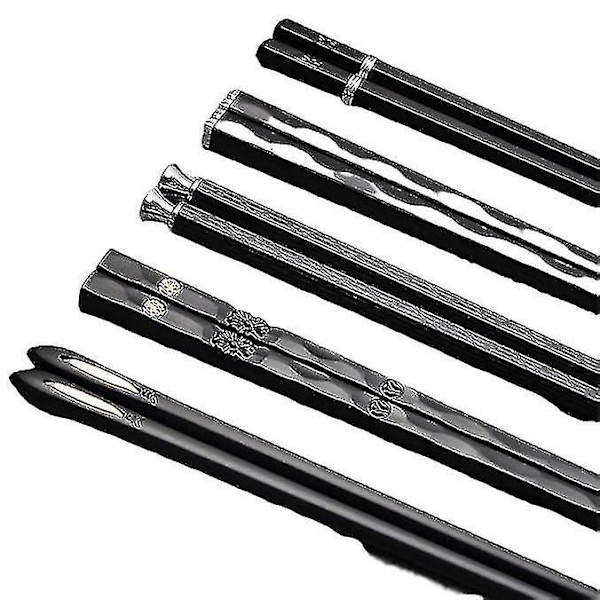 5 par legeret lasergravering spisepinde Skridsikre genanvendelige sushi sticks