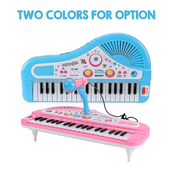 37 tangenter børnemusikklaver Elektronisk klaver Keyboard Legetøj Musikinstrumentlegetøj med mikrofon til drenge piger over 3 år