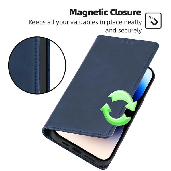 Phone case till Xiaomi Poco F5 Pro 5G/Redmi K60 Pro 5G/K60 5G,Calf Wallet Stand Cover Blue Style B Xiaomi Redmi K60 Pro 5