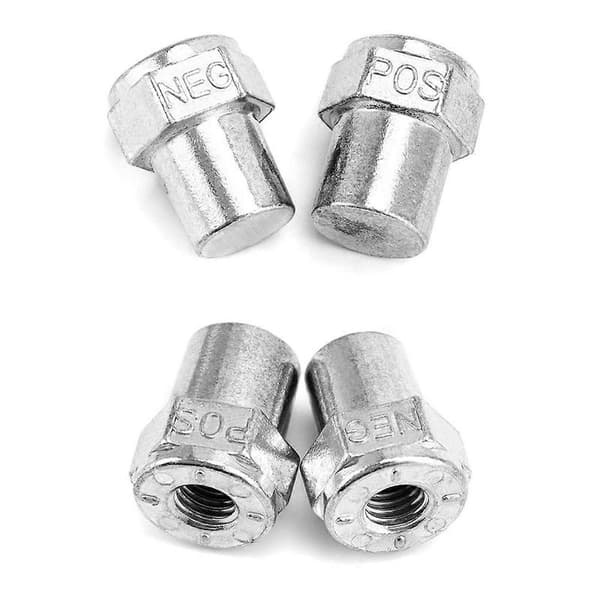 Bil Positiv Negativ Batteripol Terminal, 2 Par Zinklegering Batteriadapter, 3/8 Hona Stud Adap Silver