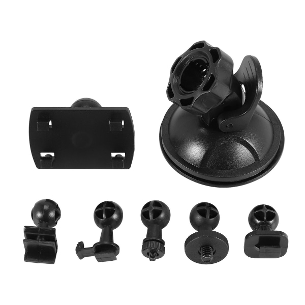 Bilsugkoppskompatibel Dash Cam-hållare med 6 typer adapter, 360 grader Black