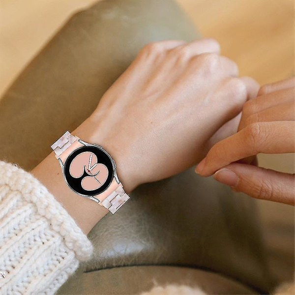 Til Samsung Galaxy Watch 5 40 mm / 44 mm / Watch 5 Pro 45 mm Resin urbånd i rustfrit stål med spændearmbånd Light Pink