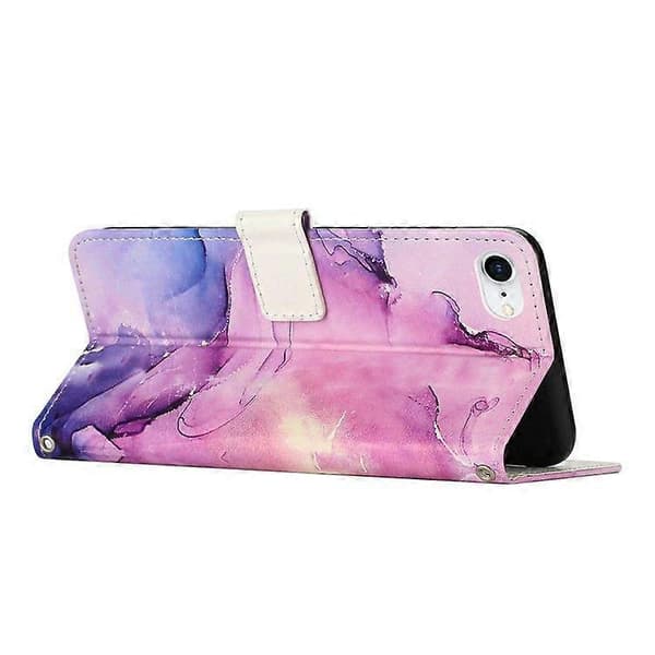 Stativfodral för iPhone 16e Marmormönster PU Läder Plånboksfodral Purple