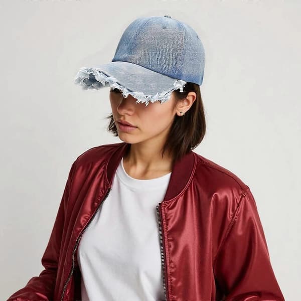 Trendy Distressed Trim Baseball Caps For Women Men Adjustable Wind Rope Sunproof Baseball Hat All Matching Snapbacks Hat Deep Blue Deep Blue
