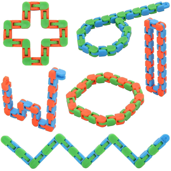 8 kpl Tracks Snap and Click Fidget Toys Sormi Sensoriset Lelut Käärmepalapelit