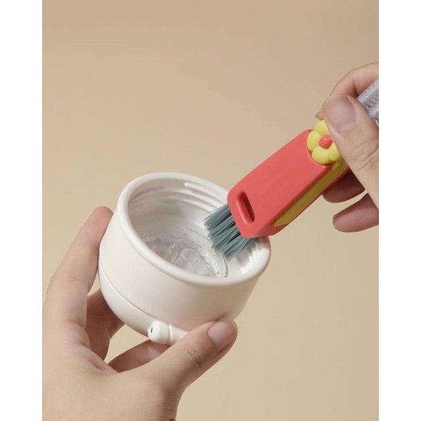 Minirengjøringsbørste,liten multifunksjonell spaltregjøringsbørste,renseverktøy for vannpleieflaskekoppdeksel Red