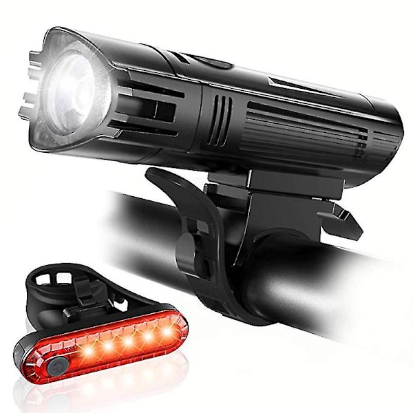 Superlys lyssterk sykkellysgruppe, kraftig LED USB-lading foran A