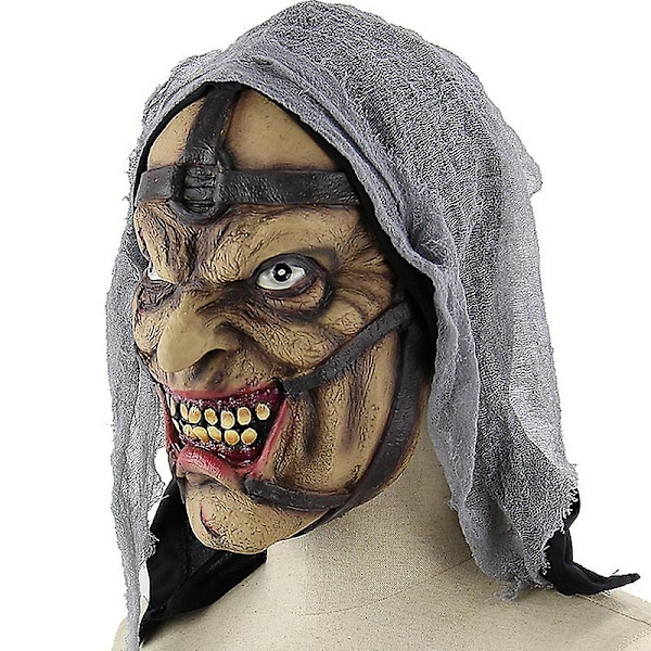 Halloween Spöklik Man Cosplay Latex Full Head Mask Karneval Fest Fancy Dress Up Tillbehör Skräck Kostym Prop