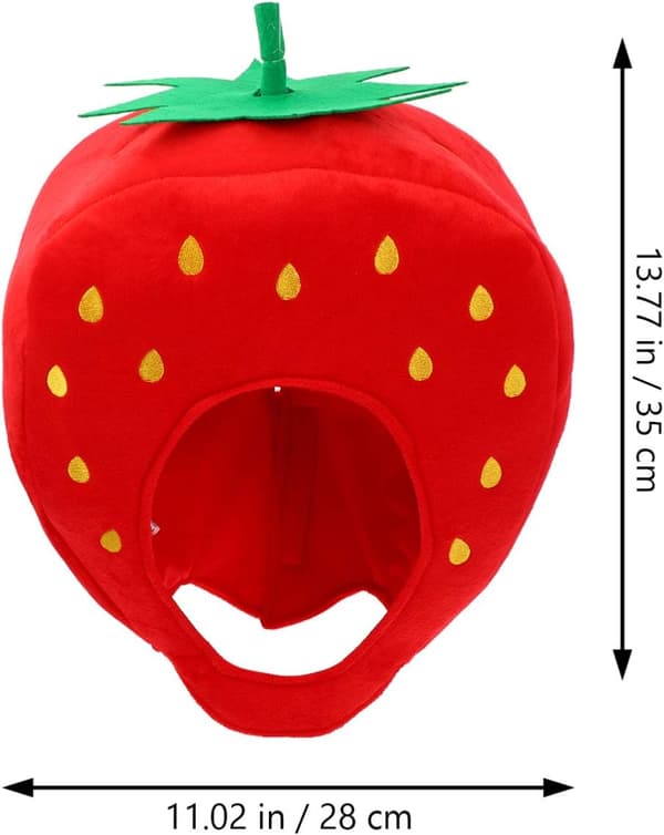Plush Jordbærhatt, Frukt Hodeplagg Hette Cosplay Kostyme for Klesopp