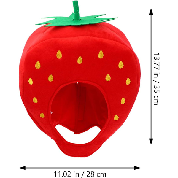 Plush Jordgubbshatt, Frukt Huvudbonad Huva Cosplay Kostym för Klä upp Dekoration
