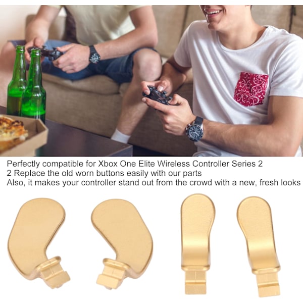 för Xbox One Elite Controller Series 2 Model 1797 Controller Metallersättningsdelar, inklusive 4st rostfritt stål Trigger Controller Paddlar (guld)