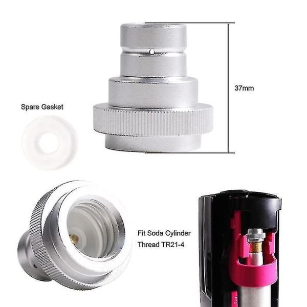 Quick Adapter Co2 Soda Water Duo, Tank Canister Conversio for Soda Machine Silver