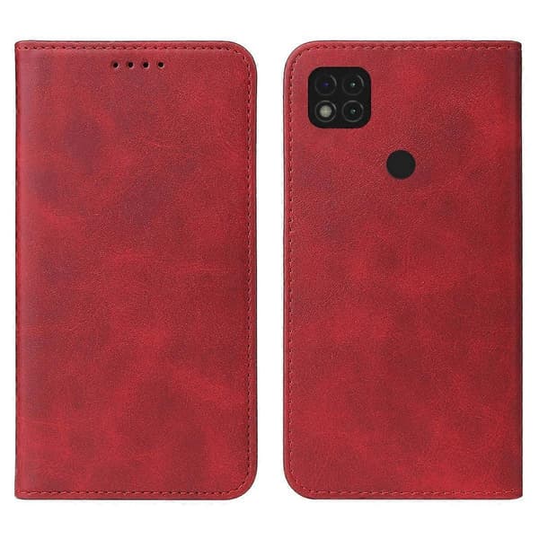 Magnetiskt läderfodral för Xiaomi Redmi 9C NFC Red
