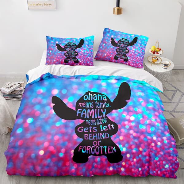 Stitch-sarjan 3D-digipainettu kolmiosainen harjattu vuodevaatesetti Stitch-8 140*200