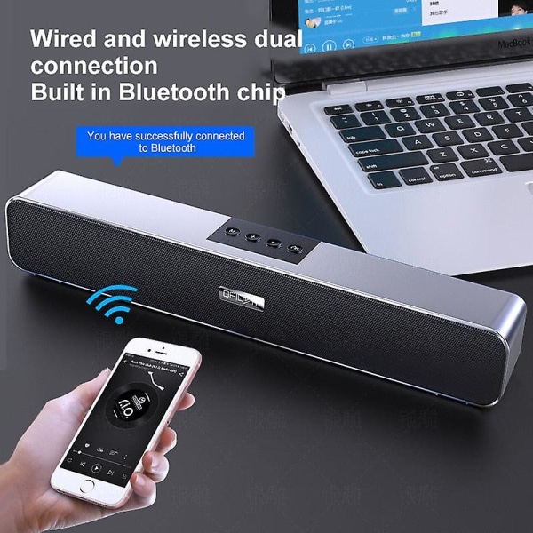 Bluetooth-kompatibel Home Surround Soundbar for PC-TV-høyttaler black