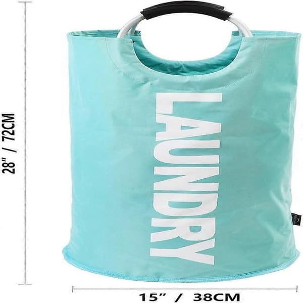 90L Large Laundry Basket, Foldable Laundry Bag, Freestanding Tall Laundry Hamper, Collapsible Laundry Basket Light Blue Light Blue 90L