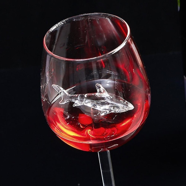 Rødvinsglas med haj inde i bægerglas klart glas hjemmebarfest 2Pcs