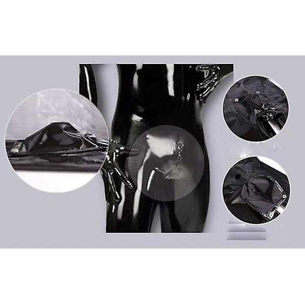 Sexig underkläder herr blank lack läder jumpsuit helkroppsdesign body fånge cosplay kostym latex body XL