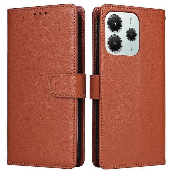 Plånboksfodral med Ställ för Xiaomi Redmi Note 14 5G/ Poco M7 Pro 5G PU Läder Telefonskal Brown