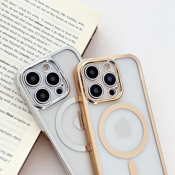 Fodral för iPhone 15 Pro, kompatibel med MagSafe, magnetiskt TPU-mobilskal med långt snöre Silver Style C iPhone 15 Pro
