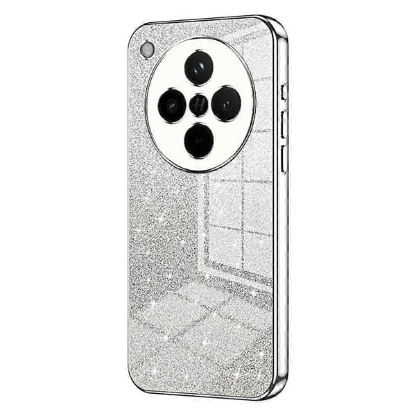 For Oppo Find X8 5G Deksel Elektroplettering Gradient Glitter TPU Telefondeksel Silver
