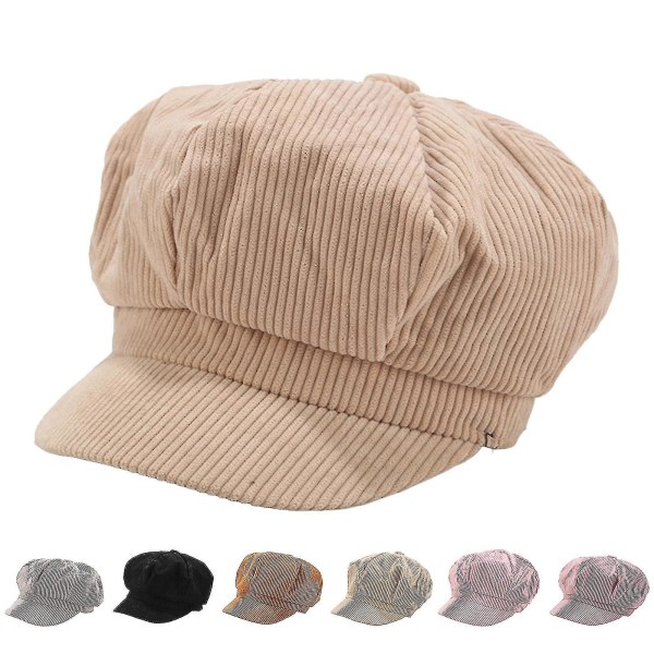 Visir Basker Cap Retro Brittisk stil Toppad 8 Panel Kylbeständig manchester Kvinnor Åttakantig Newsboy Cabbie Painter Hat Black