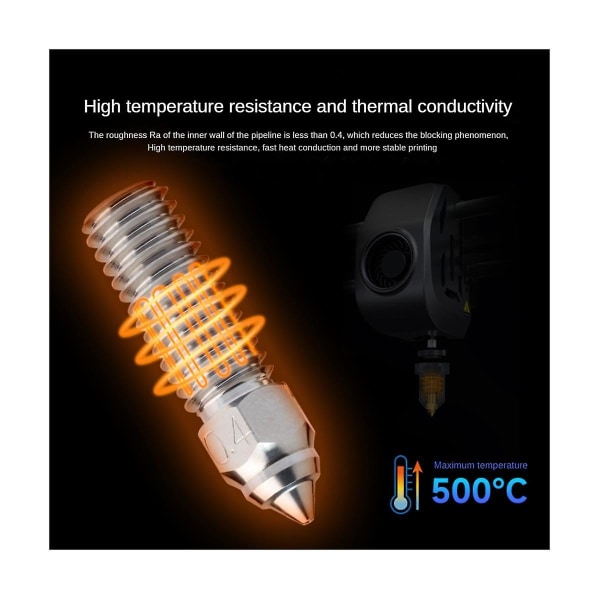 3 stk K1 dyse sett herdet stål 600mm/S høyhastighetsutskrift for K1 / K1 Max / - 3D-skriver sølv 0,4/0,6/0,8mm