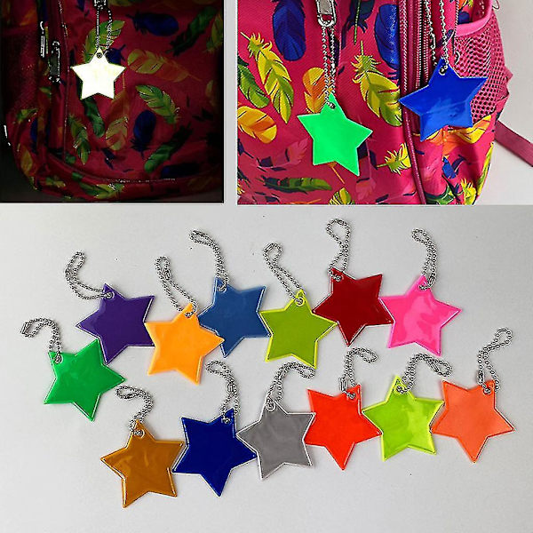 10x/sæt Creative Reflectors nøgleringe Reflekterende Stars Safe Reflector nøgleringe Silver