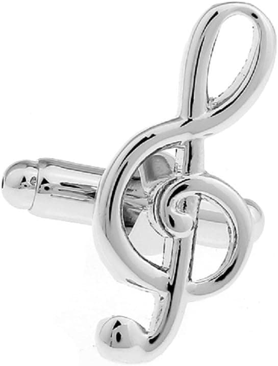 Music Note Cufflinks in Gift Box & Polishing Cloth