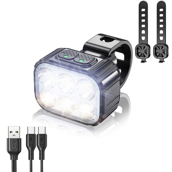 Cykellygter For og bag LED Genopladelig Lampe Mtb Cykel Forlygte Baglygte Q6 Front Light