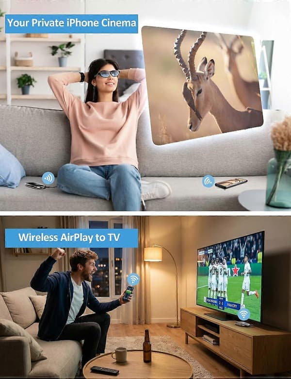 AIMIBO trådlös skärmadapter för AR-glasögon, HDMI+USB-C