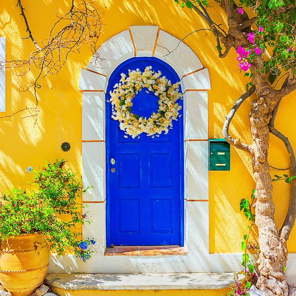 Vårkrans, Blomdörrknackare, Mors dag, Ringklockans dag Yellow