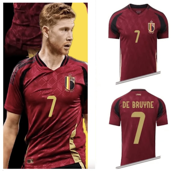Premium Belgia drakt, De Bruyne drakt, Belgia fotballdrakt, De Bruyne, Eurocup Cup 2024, Eurocup Championship, Fanutstyr, Offisielt lag child-18,height105cm