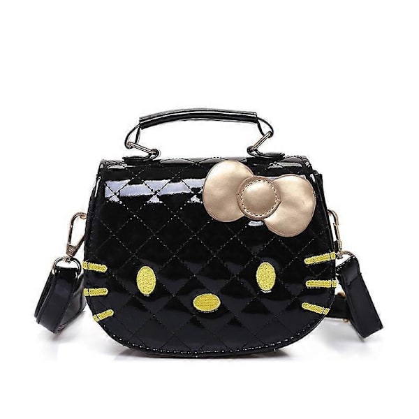 Uusi lasten hauska Hello Kitty mini olkalaukku Kawai muodikkaassa vedenpitävässä kirkkaassa kasvossa lasten olkalaukku Anime käsilaukku lahja Black   KT