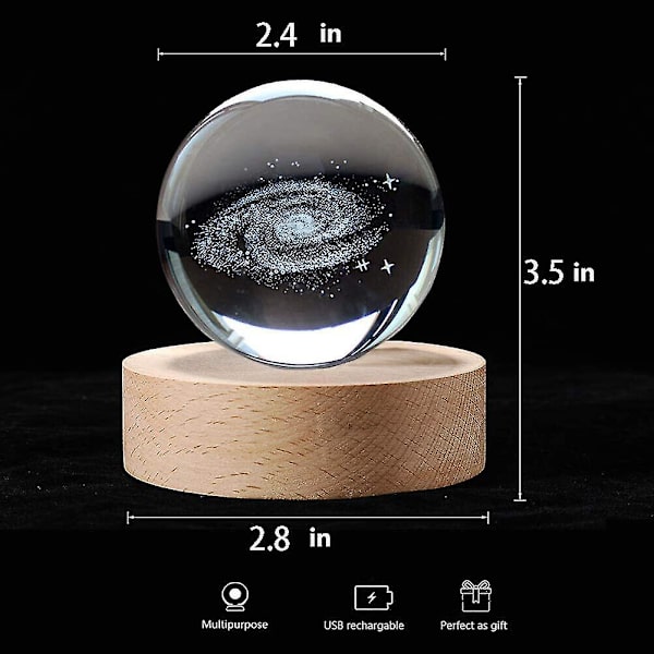 7 farver Planet 3d Krystalkugle Lasergravering Solar System Led Ball Light Gave Solar system