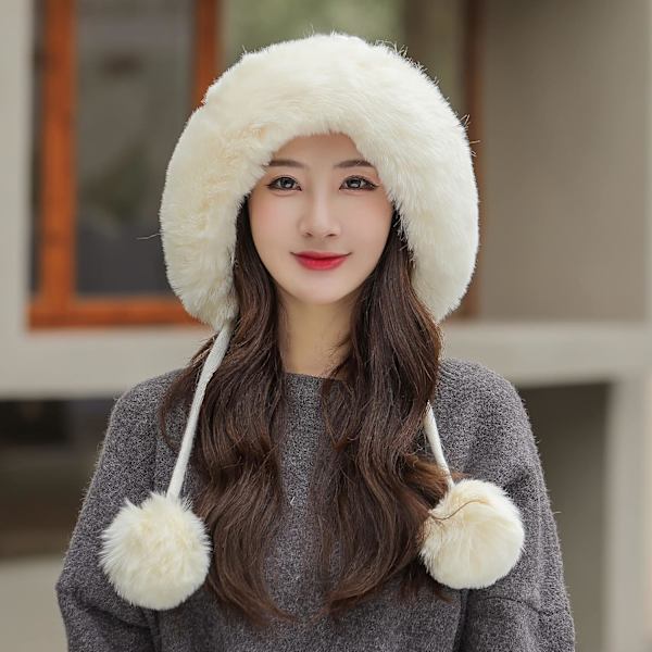 Dam vinter Peruvian öronbeklädnad Beanie Hat Öronklaffar Sherpa Skidmössa Stickad Fleecefodrad 3 Pom A3-m1399-naibai One Size