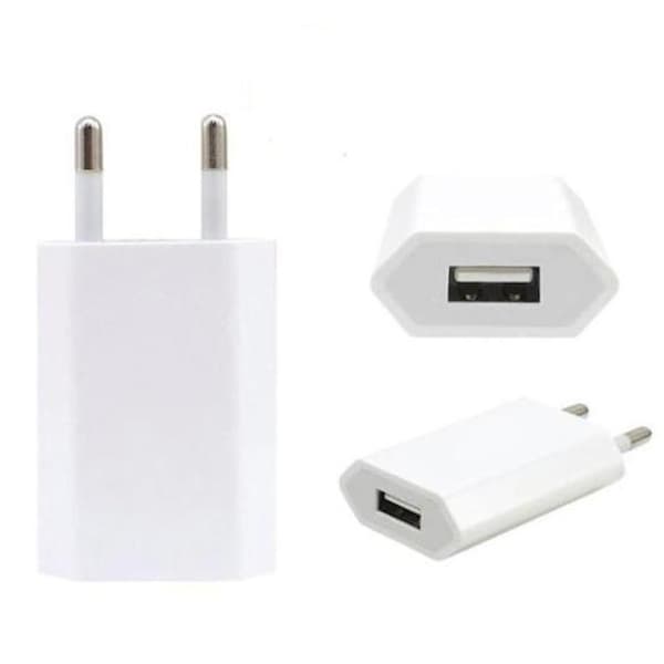 3-pack Laddkabel Adapter Set för iPhone Samsung 5V 1A Universal Snabbladdning USB Väggkontakt Vit