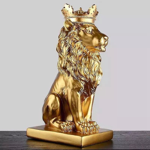 Crown Lion Staty Hemmakontor Bar Man Lion Faith Harts Skulptur Hantverk Djurkonst Dekor Prydnad black