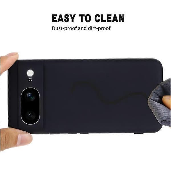 Kompatibel med Google Pixel 8 Anti-Fingeravtryck Mobilskal Flytande Silikon+Mjukt Foder Telefonfodral Baksida Black