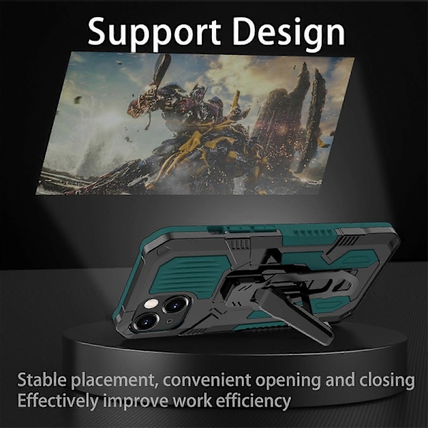 Maskin Armor Warrior PC + TPU-telefonfodral för iPhone 14 Plus Green