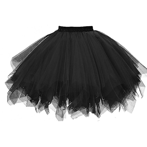 Kjol Kvinna Mesh Tulle Prinsessa Elastisk Vuxen Kort Tutu Dans Black