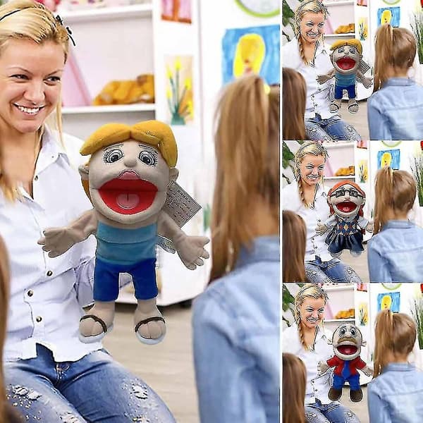 Jeffy Doll Soft Plush Toy Hand Puppet Prank Doll with Working Mouth B