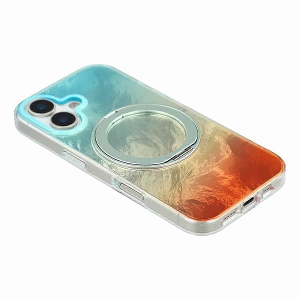 Kompatibel med iPhone 17-fodral Roterande ringstöd Aurora Gradient TPU Stötsäkert telefonfodral Blue