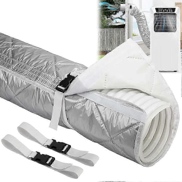 Quilting Airconditioner Slangedæksel, AC Isoleret Slangedæksel med 2 Spændestropper, Aircondition Silver Grey