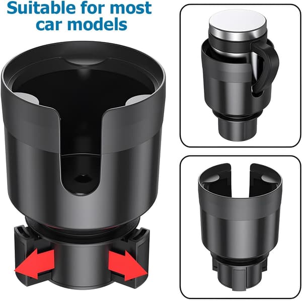 Bilkoppholder, Bilkoppholder Expander, Bilkoppholder Expander Adapter med Justerbar Base, for De Fleste Vannflasker, Drikker