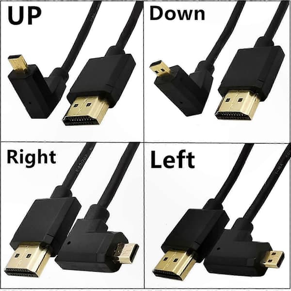 Oprullet 4K Micro HDMI til HDMI Han Forlængerkabel Høj Hastighed 10.2Gbps Micro HDMI til HDMI Kabel til DVR'er PC-enhed Straight head