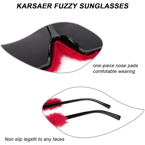 Plush Fuzzy Flat Top Fashion Square Store Størrelse Punk Blød Fløjl Skygge Party Briller