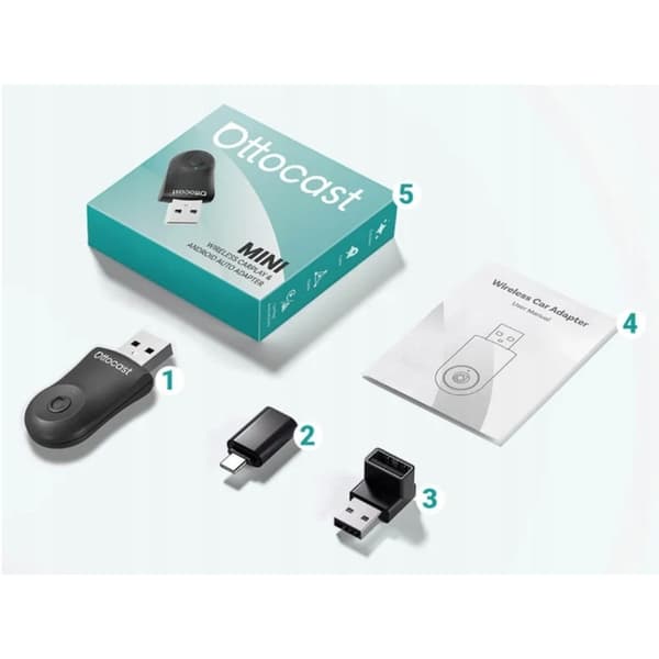 Ottocast Mini 2in1 langaton CarPlay/Android Auto -sovitin CA505-T