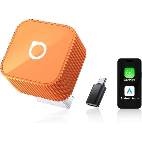 Ottocast Mini Slim – Trådløs CarPlay & Android Auto Adapter (Orange)