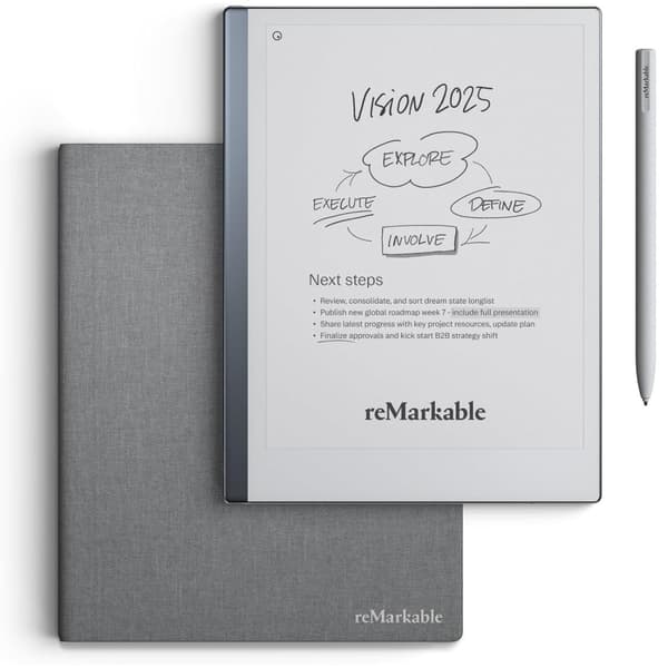 reMarkable 2 RM110 – Digital notesbog / E-bogslæser (renoveret) med RM210 tusch og RM310 folio-etui, grå